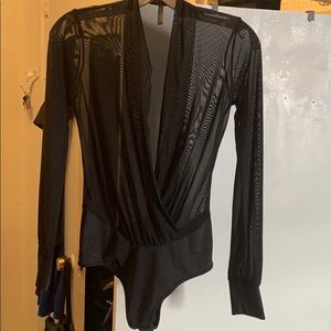Chiffon long sleeve body suit